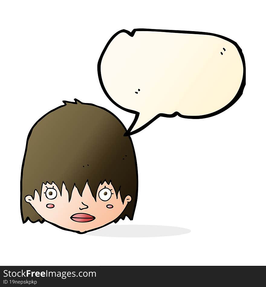 Cartoon Staring Woman With Speech Bubble