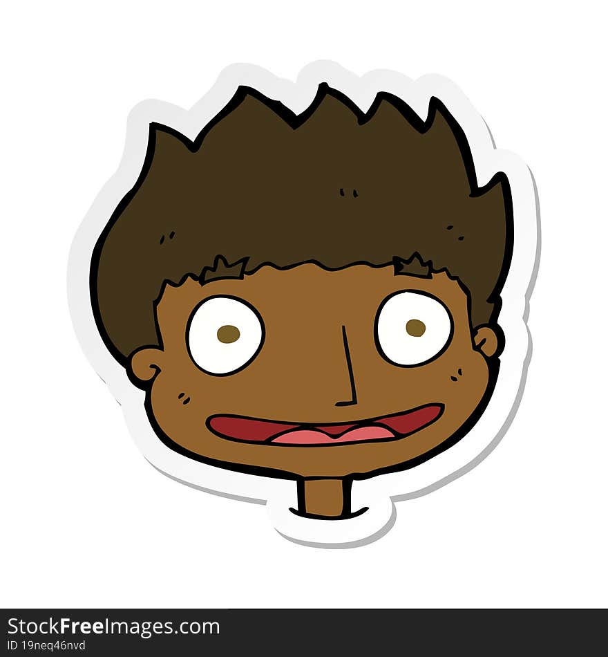 sticker of a cartoon happy boy