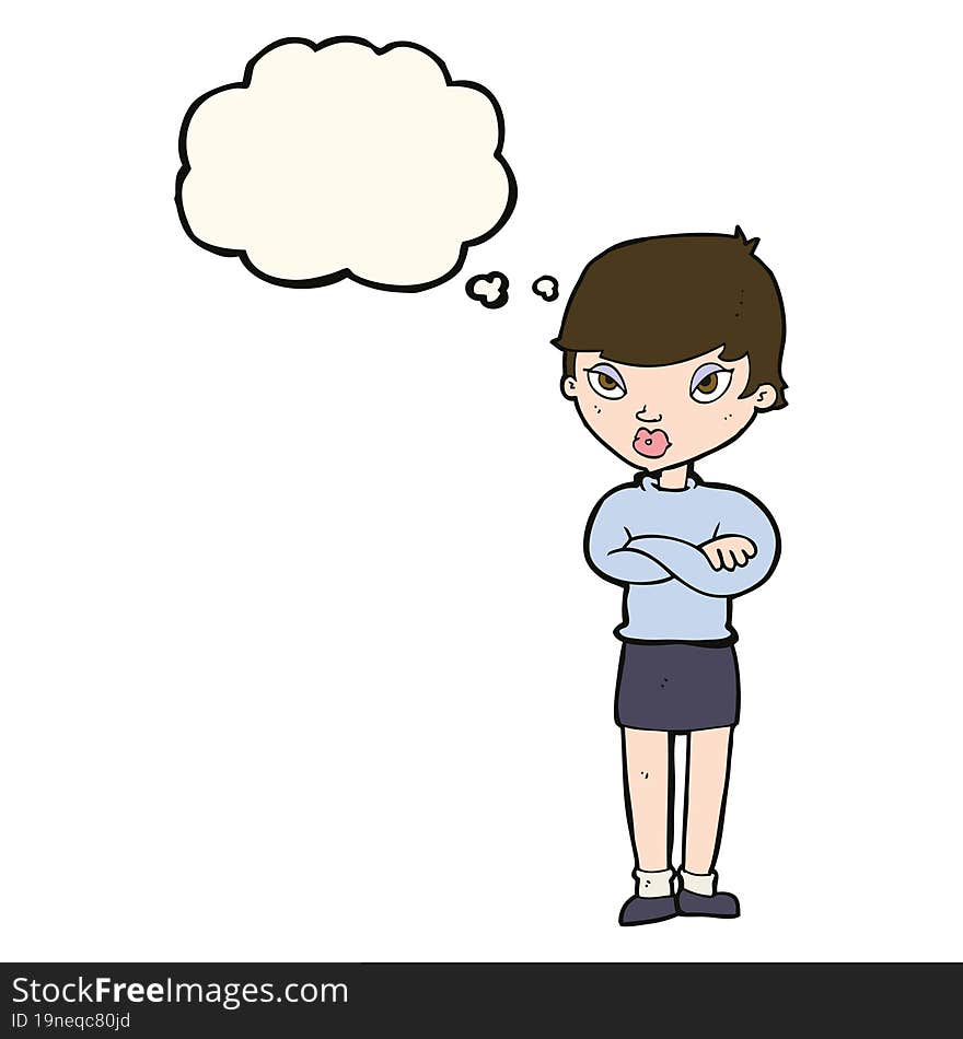 cartoon annoyed woman with thought bubble