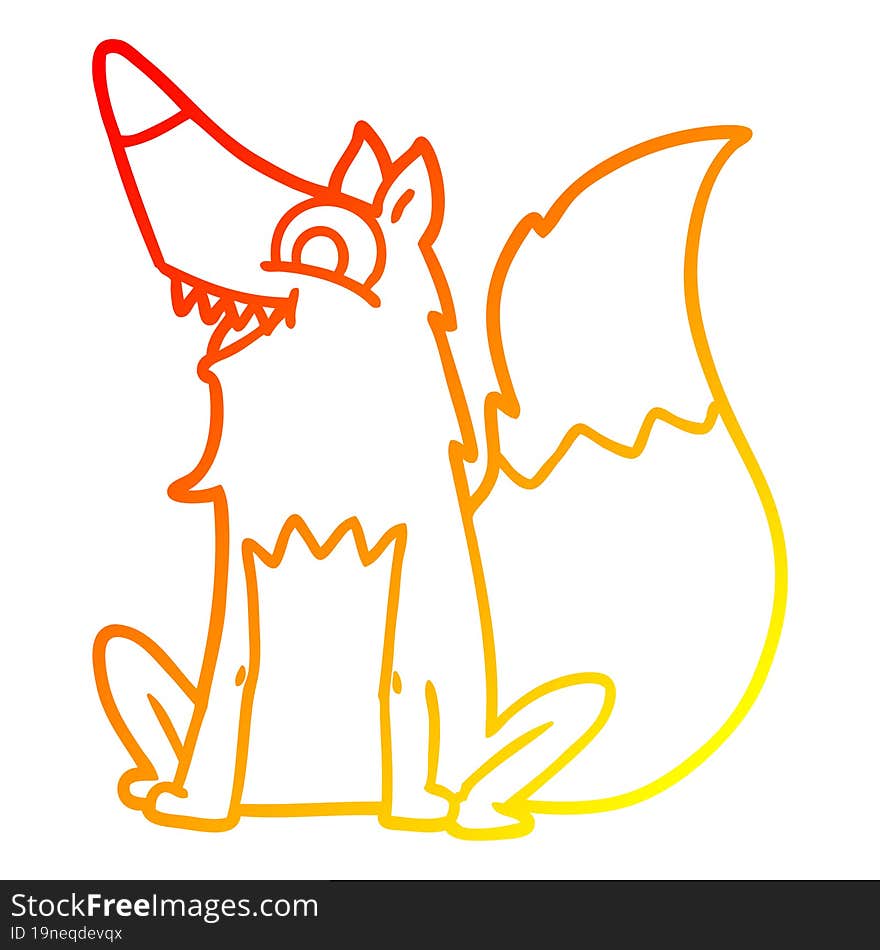 Warm Gradient Line Drawing Cartoon Happy Fox