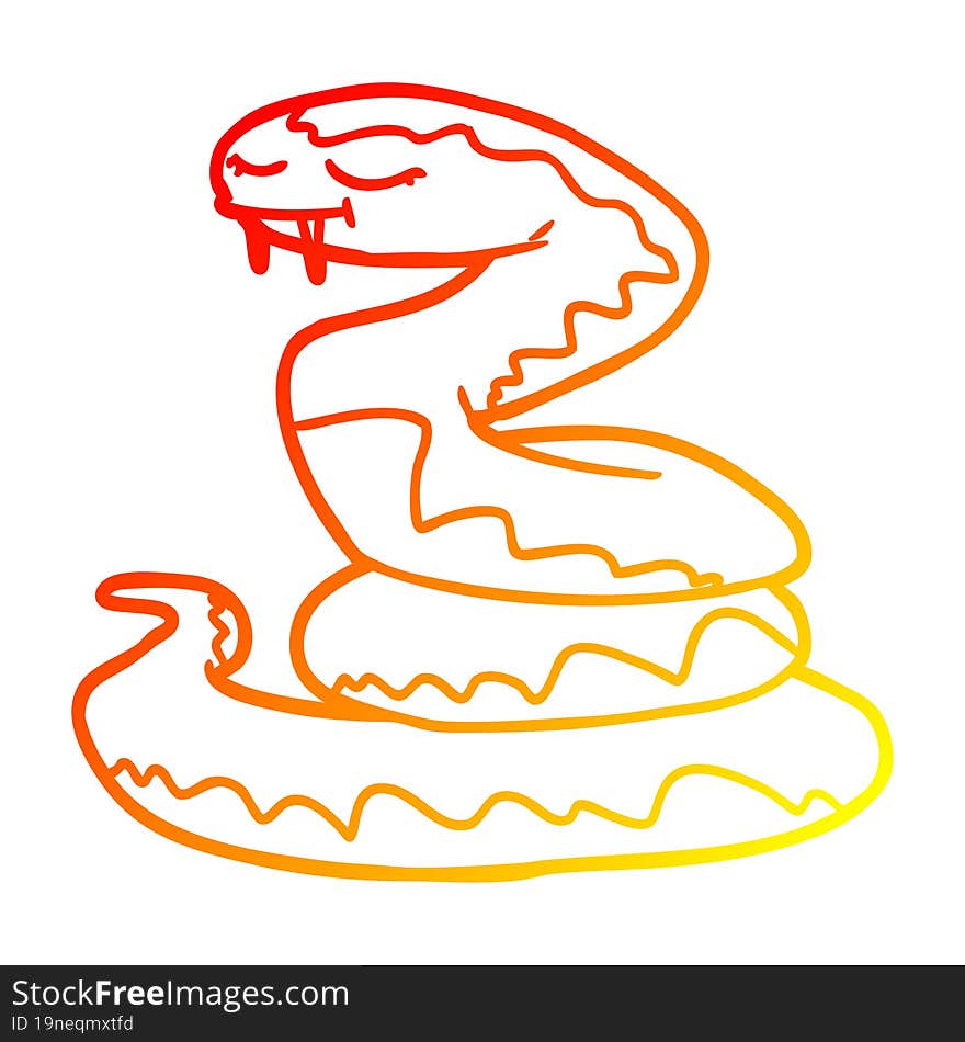 Warm Gradient Line Drawing Cartoon Snake