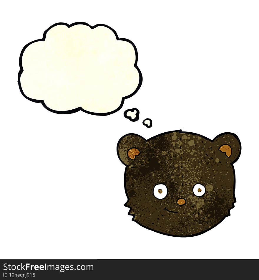 cartoon black bear head with thought bubble