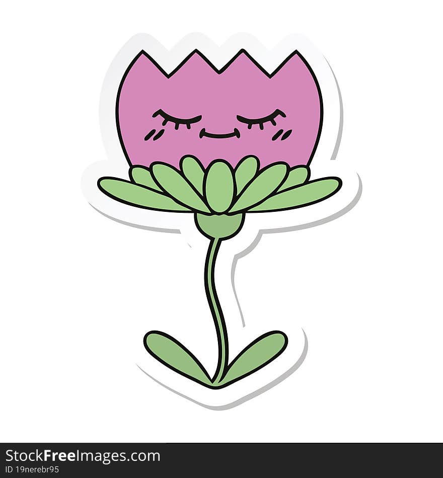 Sticker Of A Cute Cartoon Flower