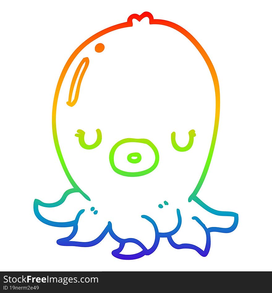 rainbow gradient line drawing cartoon octopus