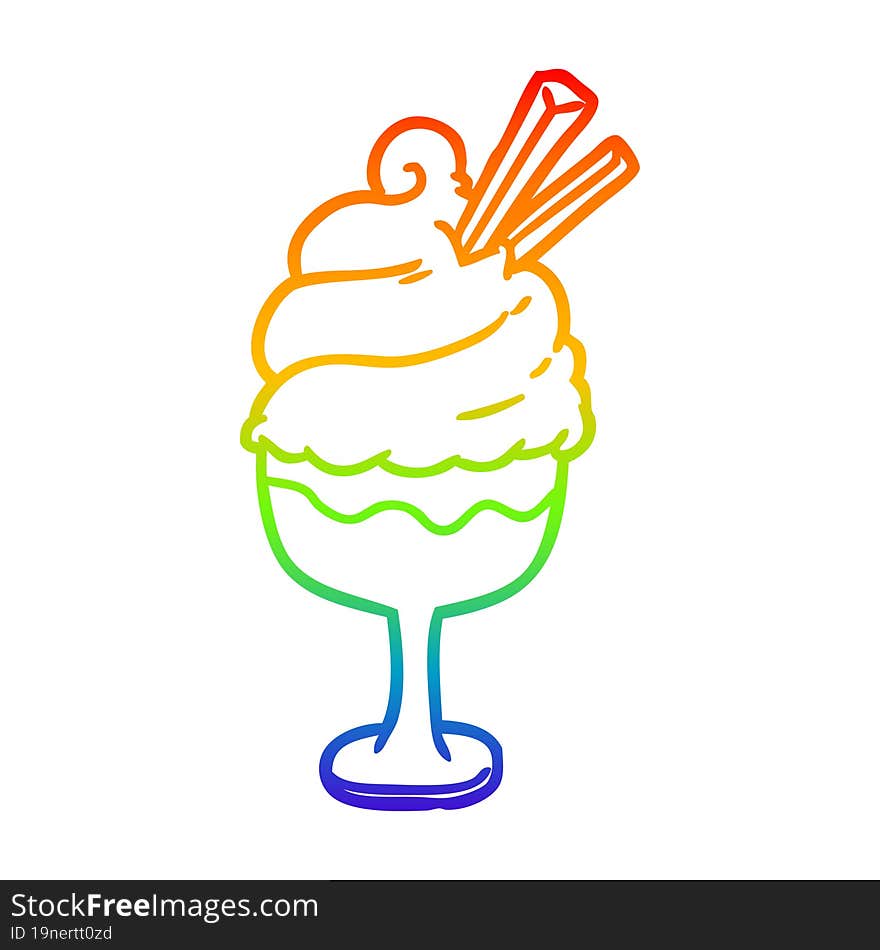 rainbow gradient line drawing ice cream dessert