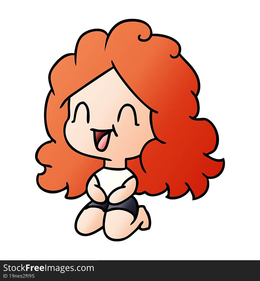 gradient cartoon cute kawaii happy girl