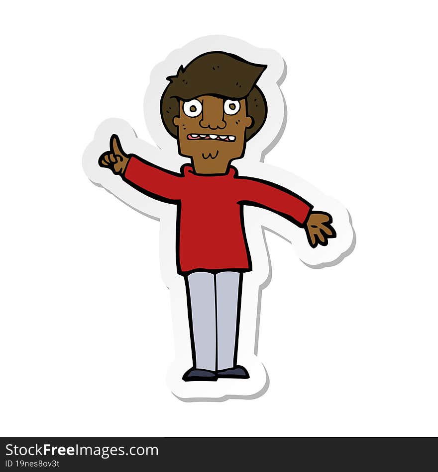 sticker of a cartoon man asking question