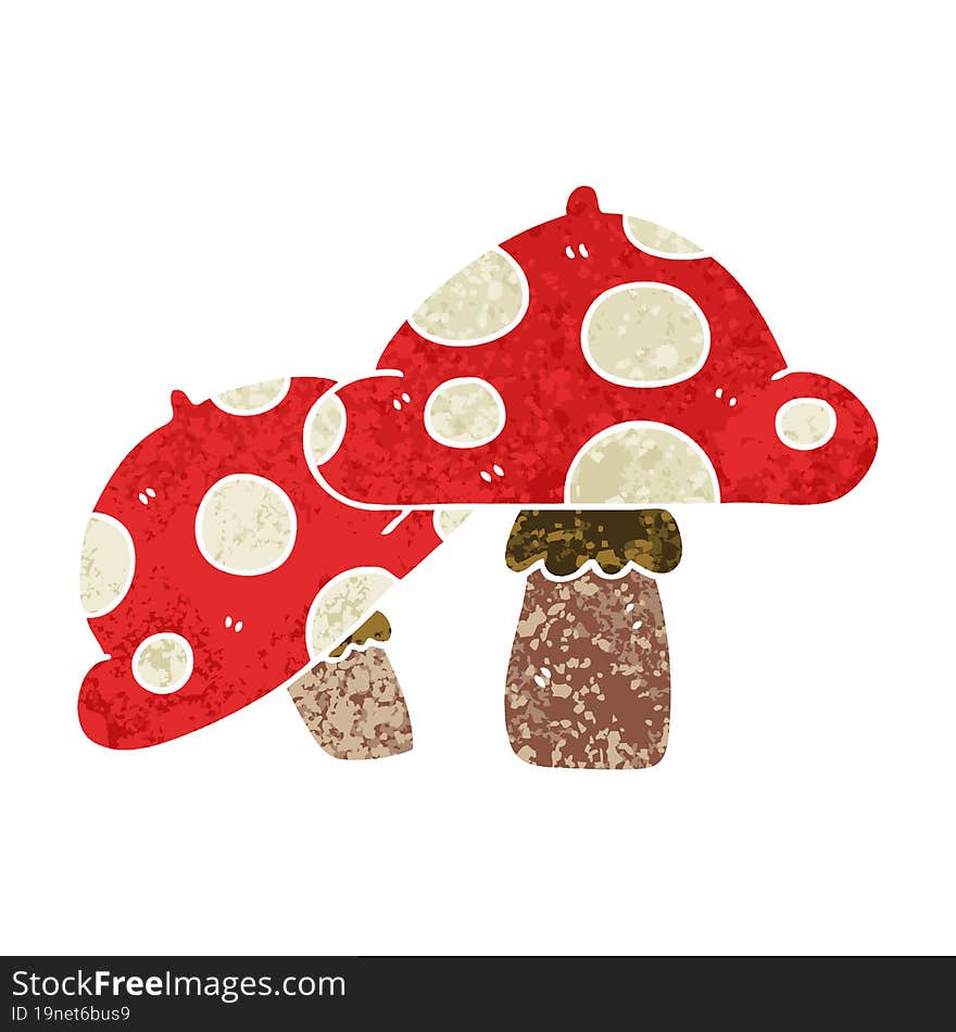 quirky retro illustration style cartoon toadstools