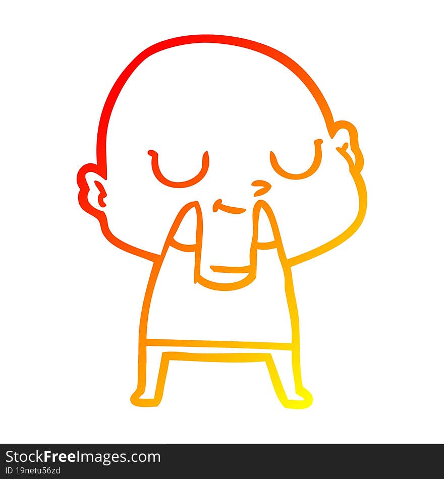 warm gradient line drawing of a cartoon bald man