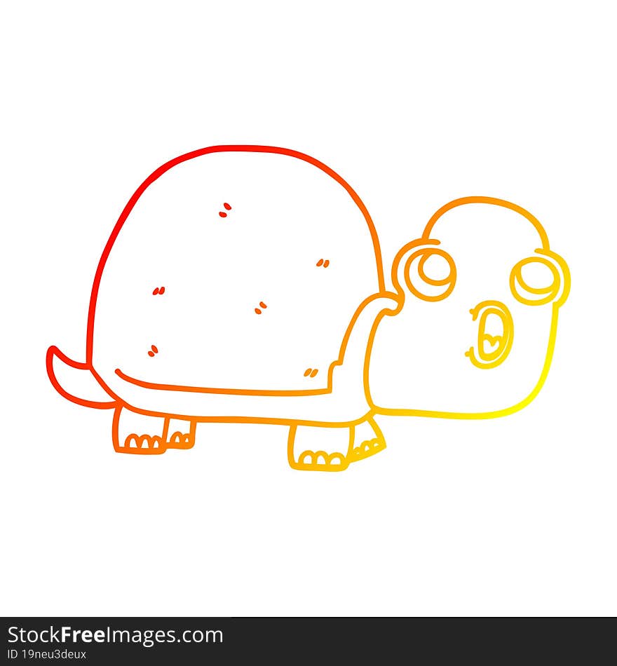 warm gradient line drawing cartoon shocked turtle