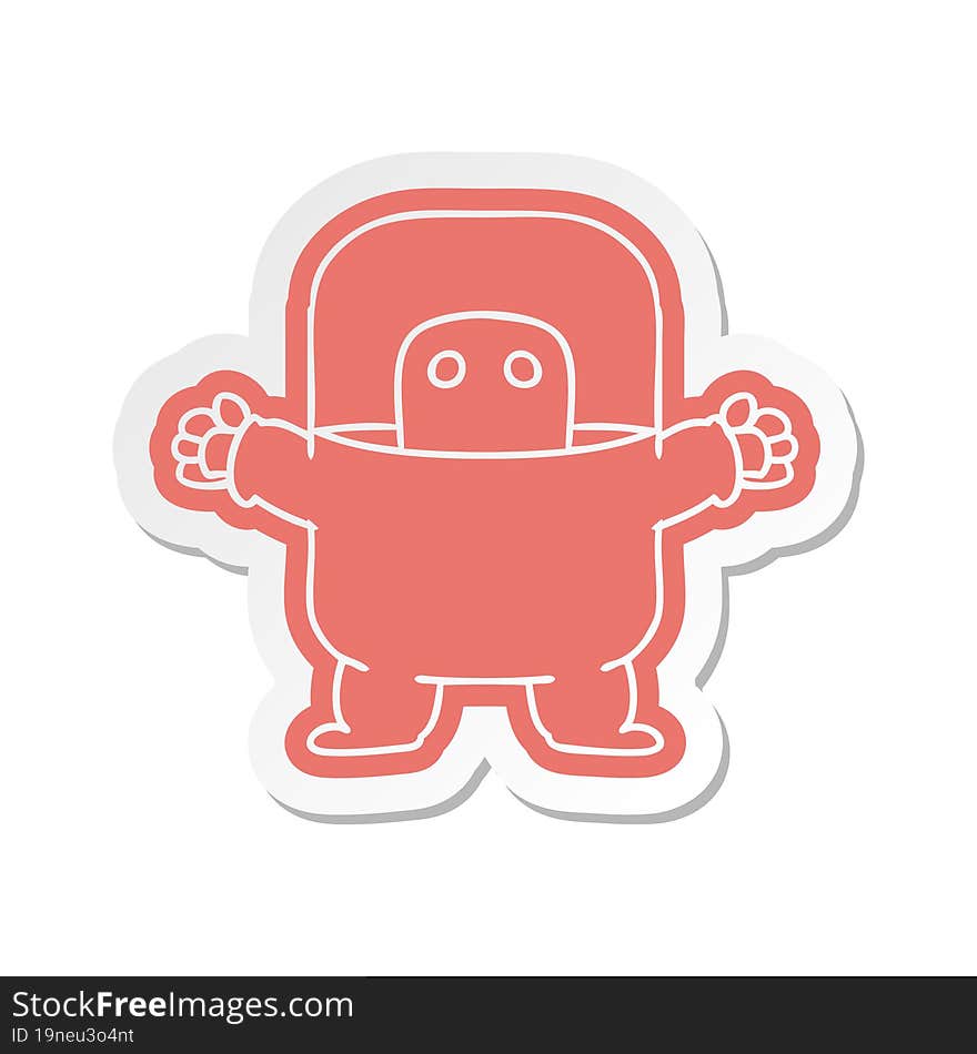 cartoon sticker of an alien in a suit