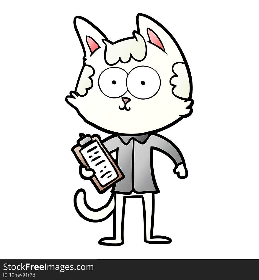 happy cartoon salesman cat. happy cartoon salesman cat