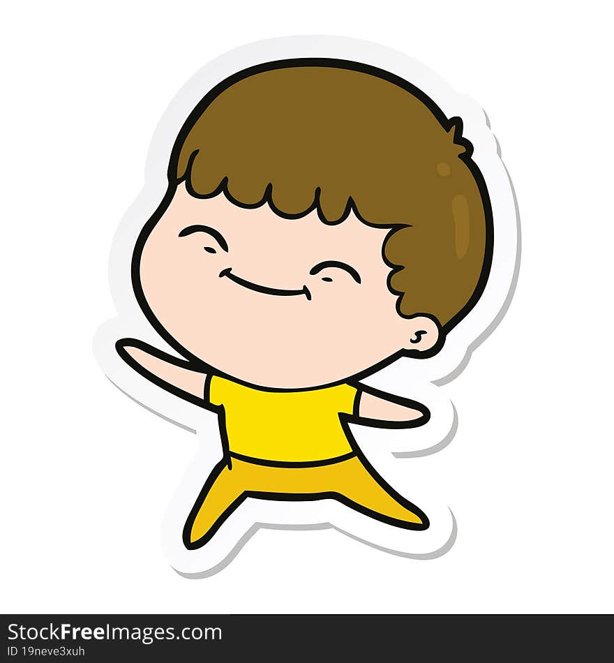 sticker of a cartoon happy boy