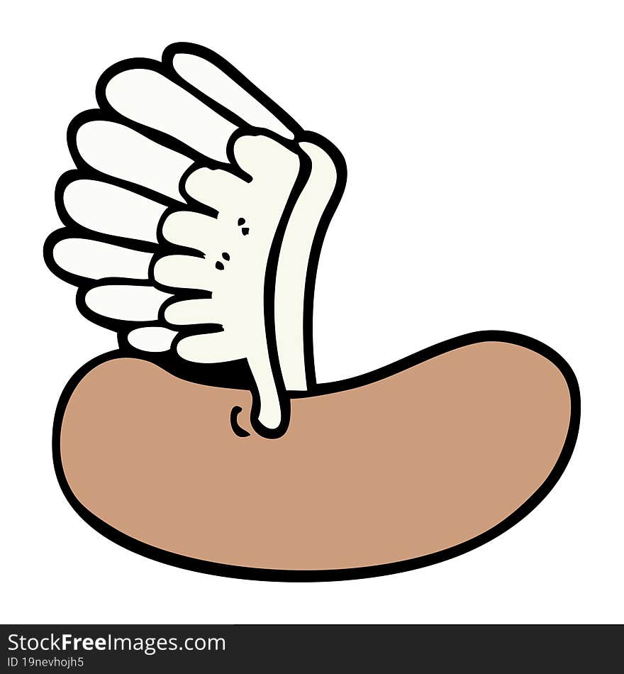 hand drawn doodle style cartoon flying sausage