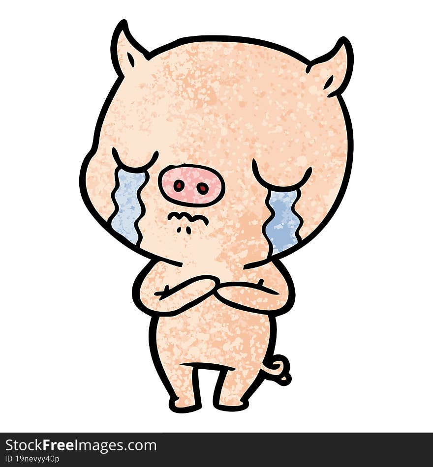 cartoon pig crying. cartoon pig crying