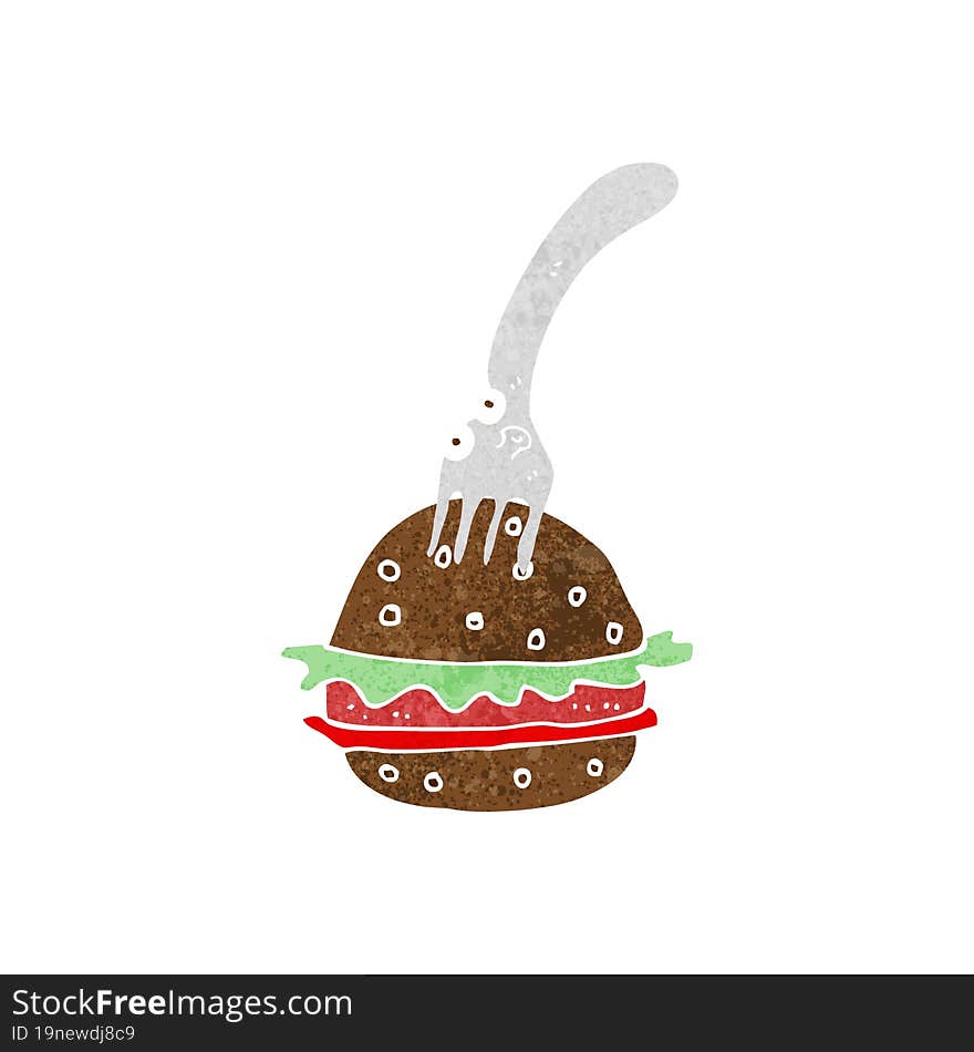 cartoon fork and burger