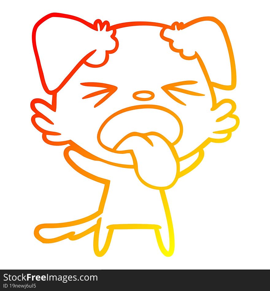 warm gradient line drawing cartoon disgusted dog