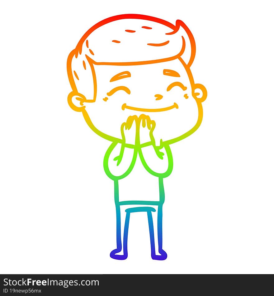 rainbow gradient line drawing happy cartoon man