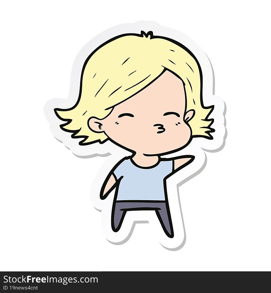 sticker of a cartoon woman