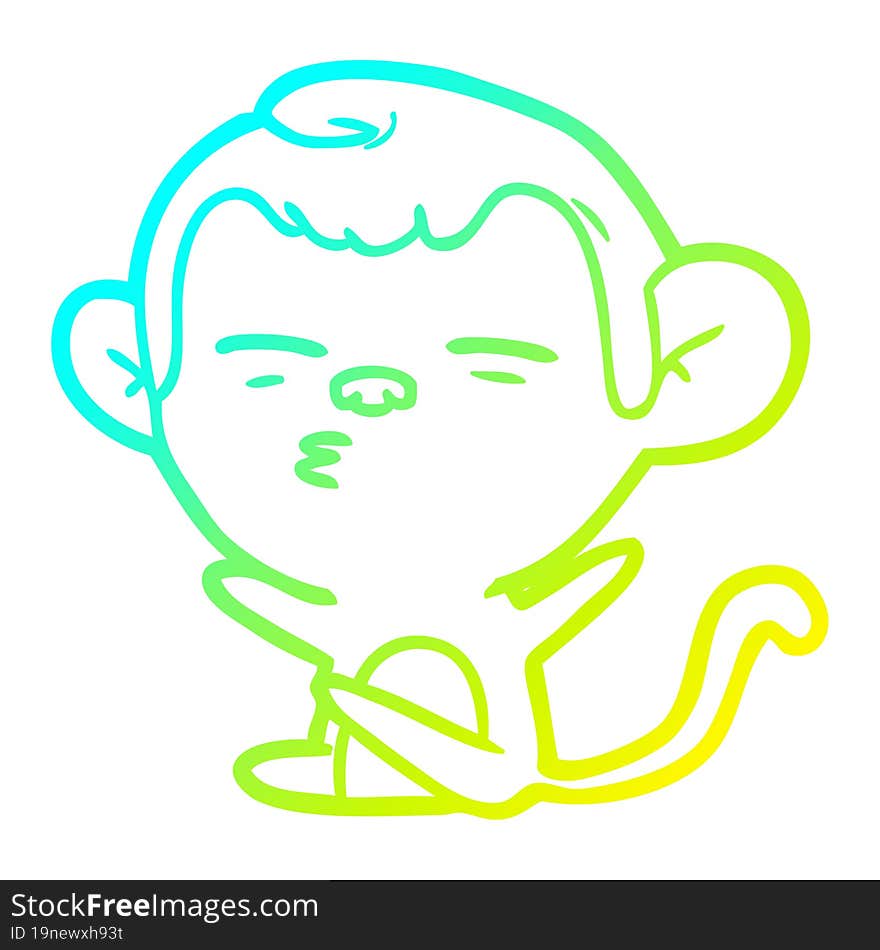 cold gradient line drawing cartoon suspicious monkey