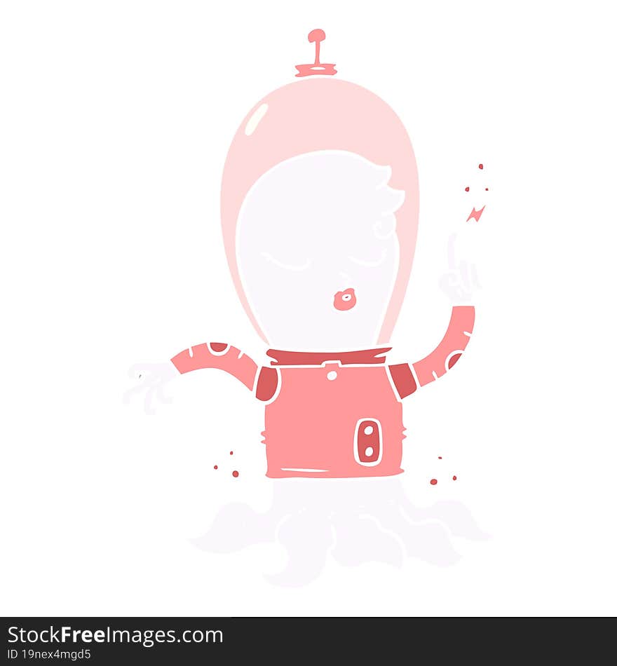 Cute Flat Color Style Cartoon Alien