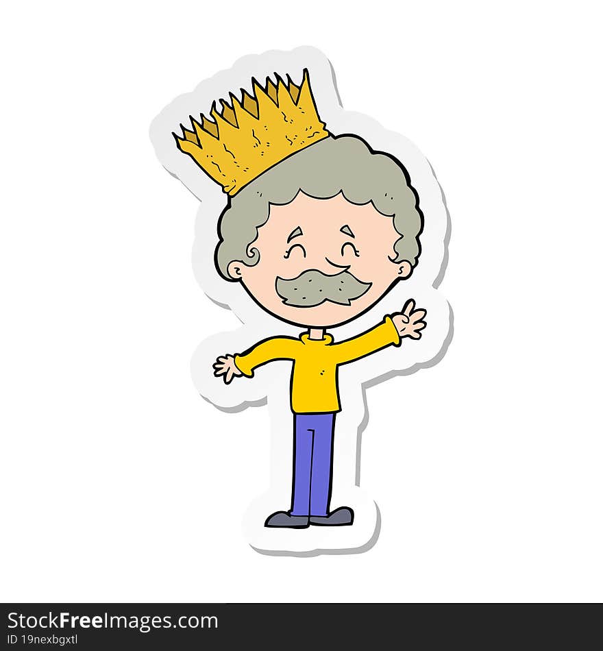 sticker of a cartoon person wearing crown