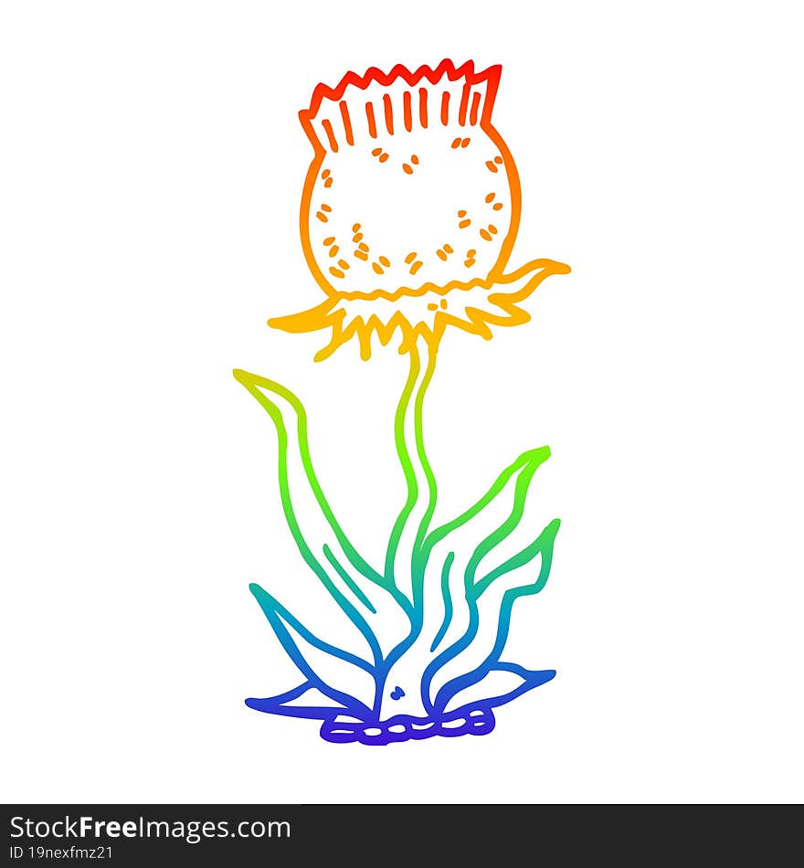 rainbow gradient line drawing cartoon wild flower