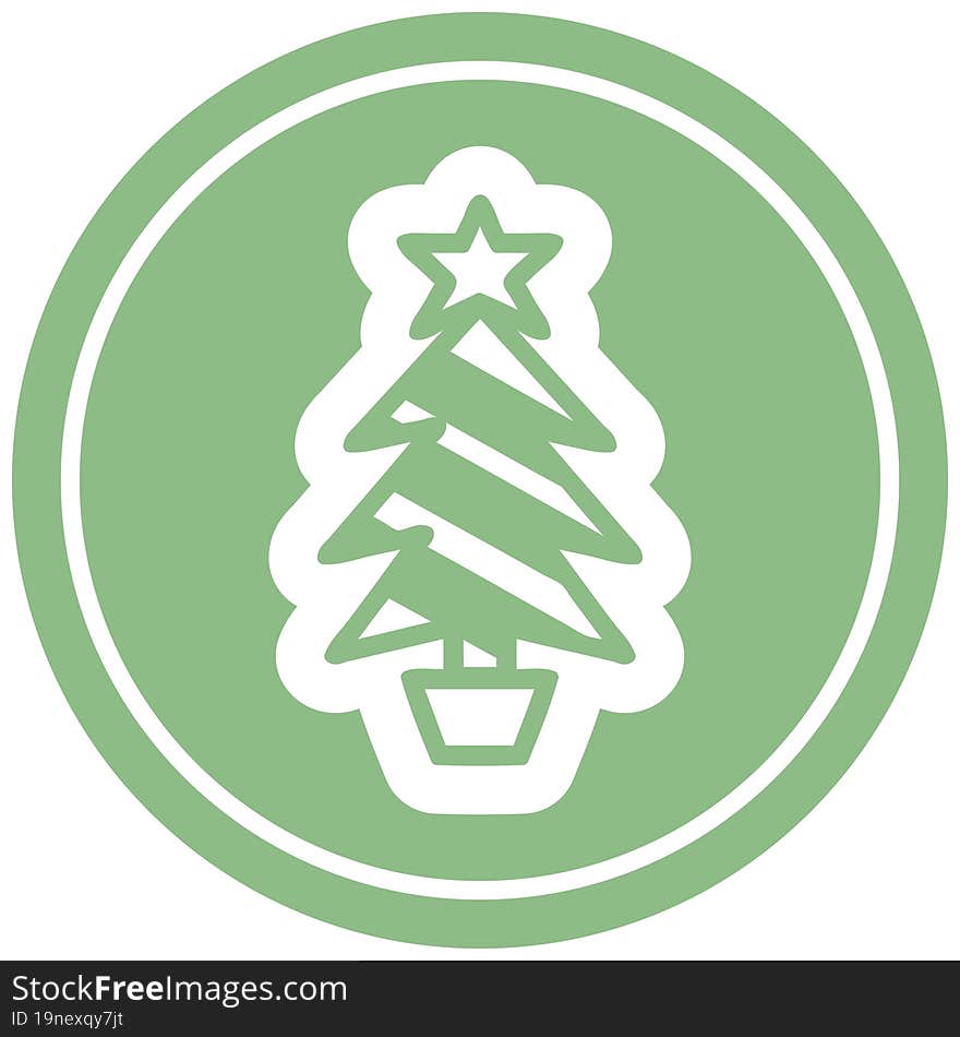 christmas tree circular icon symbol