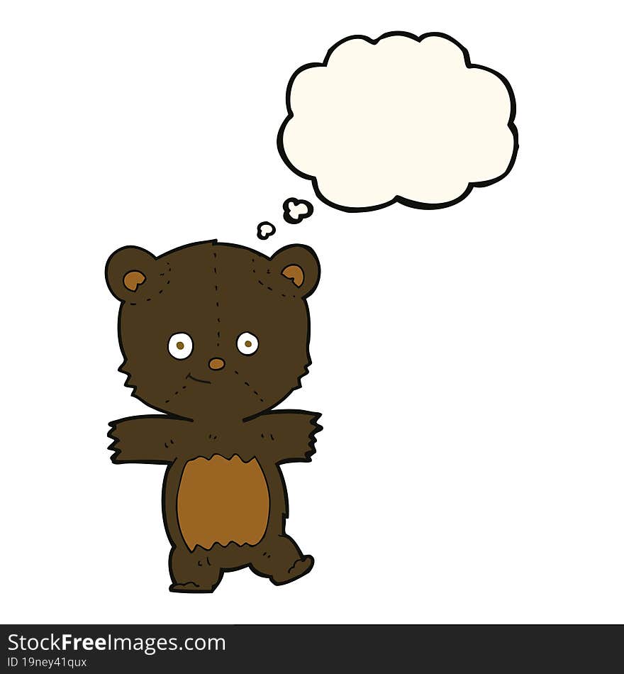 cartoon cute black bear with thought bubble