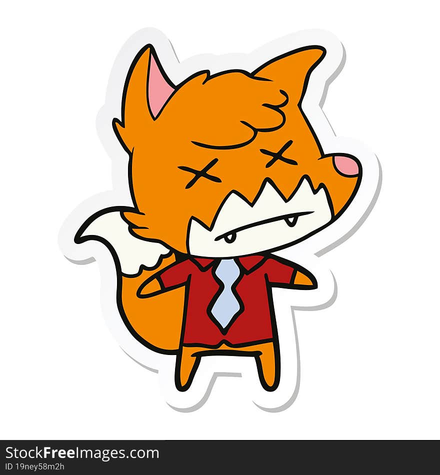 Sticker Of A Cartoon Dead Fox