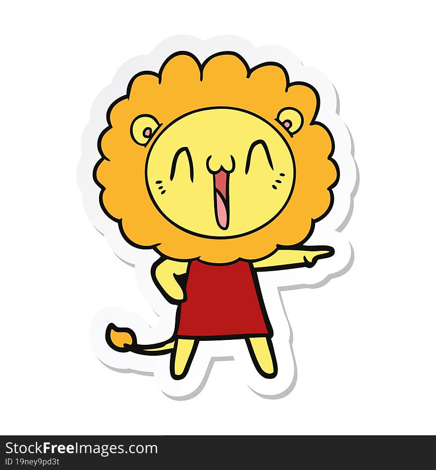 sticker of a happy cartoon lion