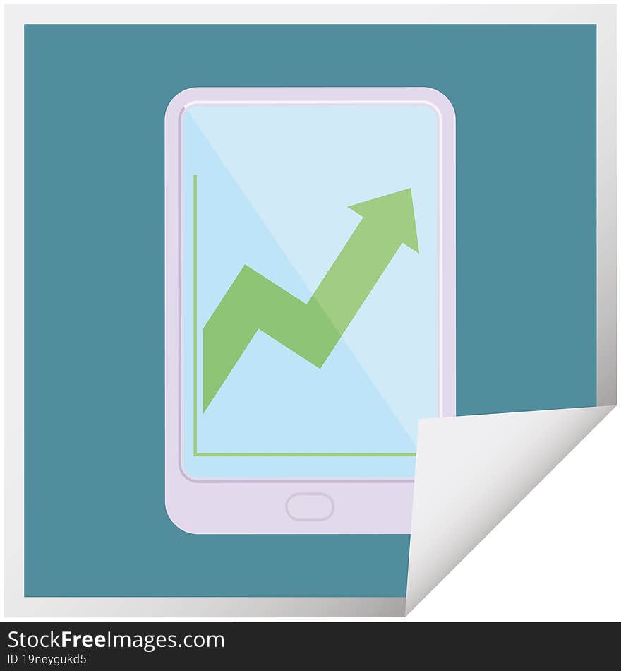 electronic tablet showing business performance graphic square sticker