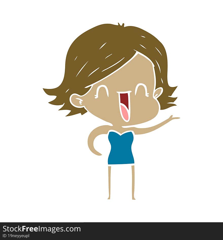 flat color style cartoon happy woman