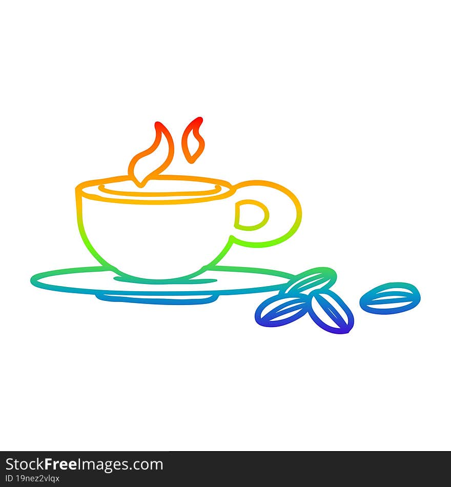 rainbow gradient line drawing a lovely cup of coffee