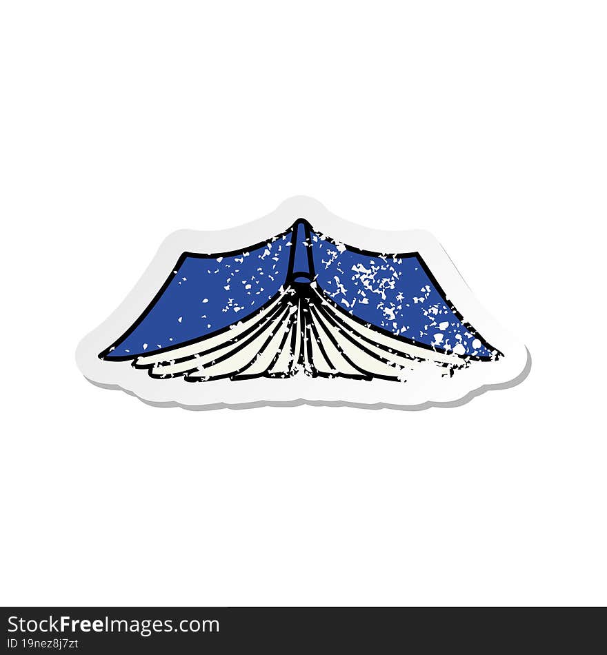 hand drawn distressed sticker cartoon doodle of an open book