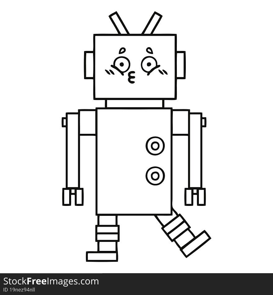 Line Drawing Cartoon Robot