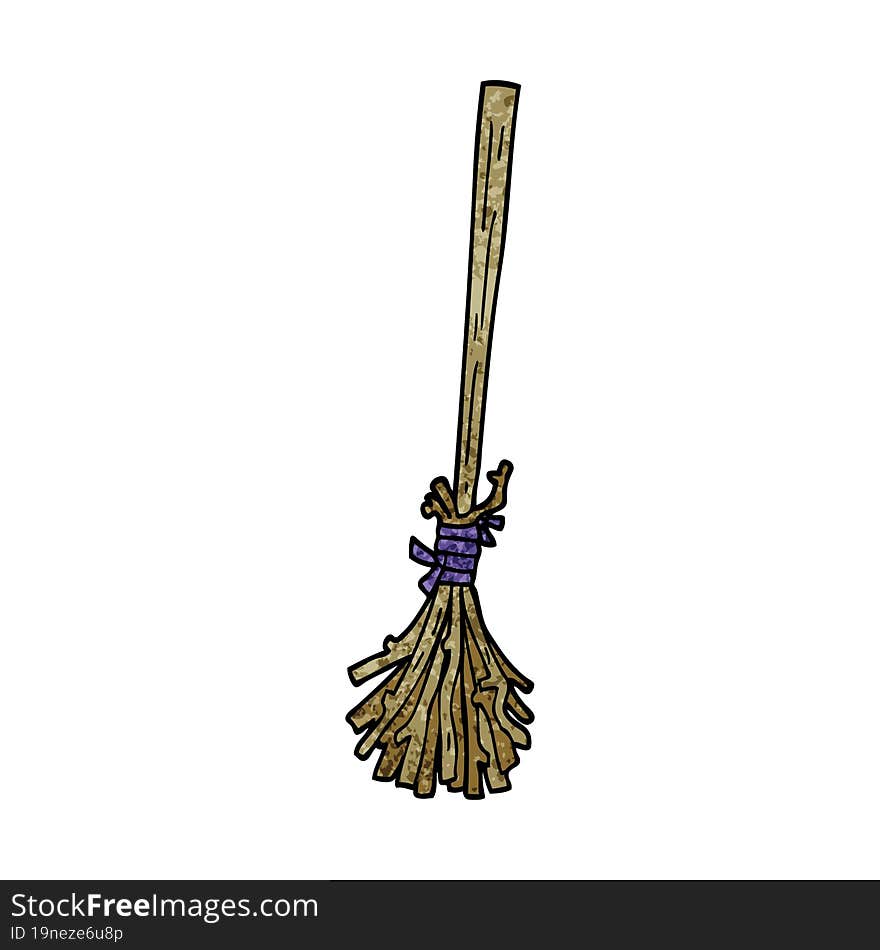 cartoon doodle magic broom