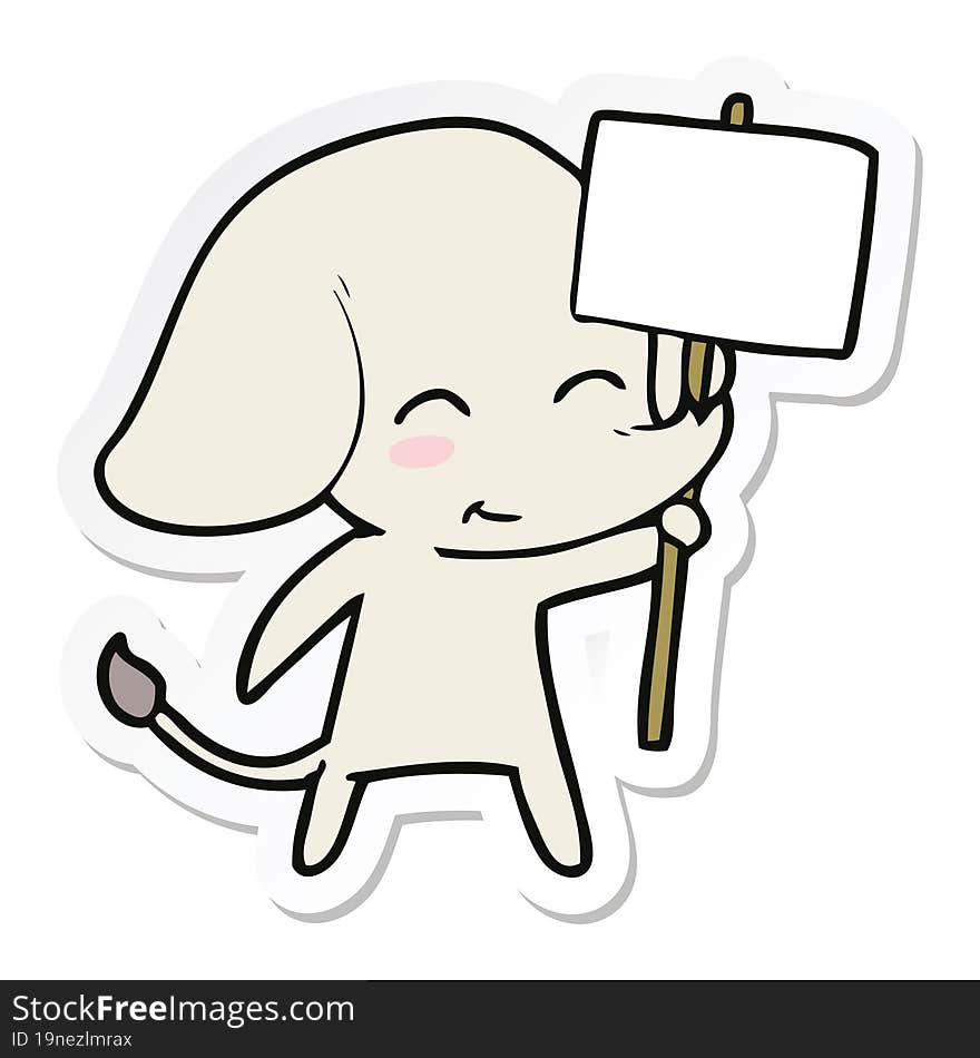 Sticker Of A Cute Cartoon Elephant