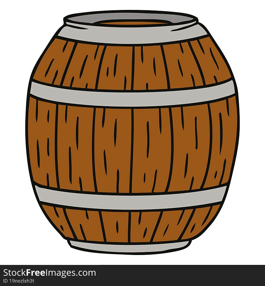 cartoon doodle of a wooden barrel