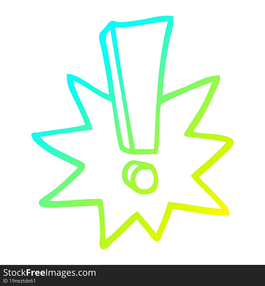 cold gradient line drawing of a cartoon exclamation mark