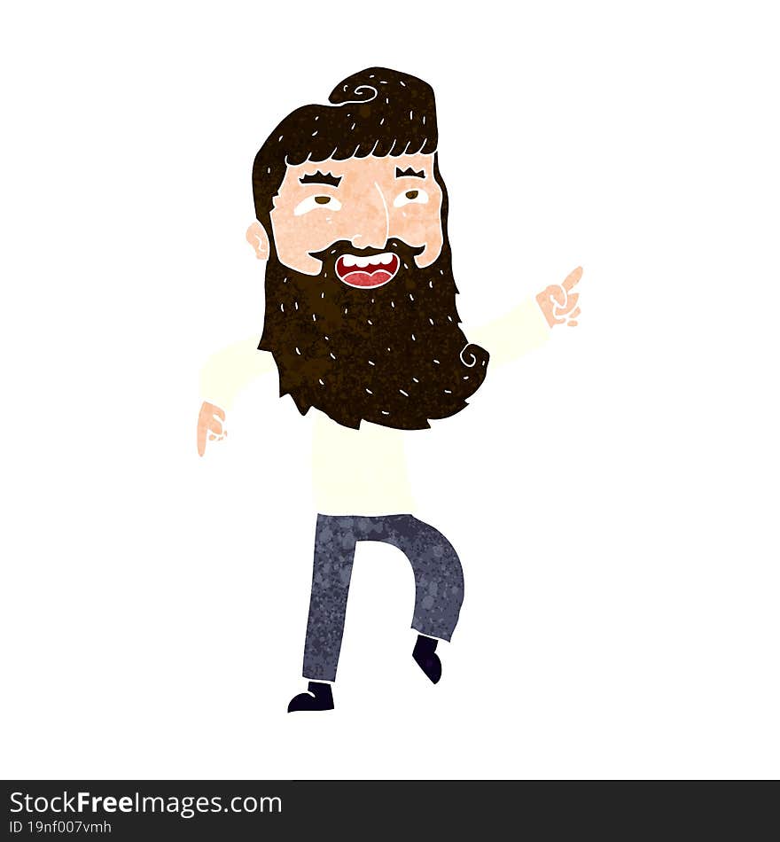 Cartoon Man With Beard Laughing And Pointing