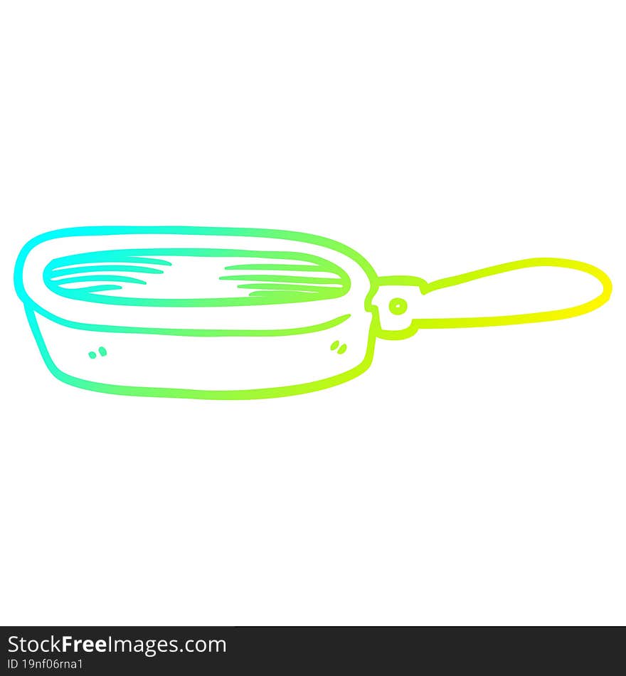 Cold Gradient Line Drawing Cartoon Frying Pan