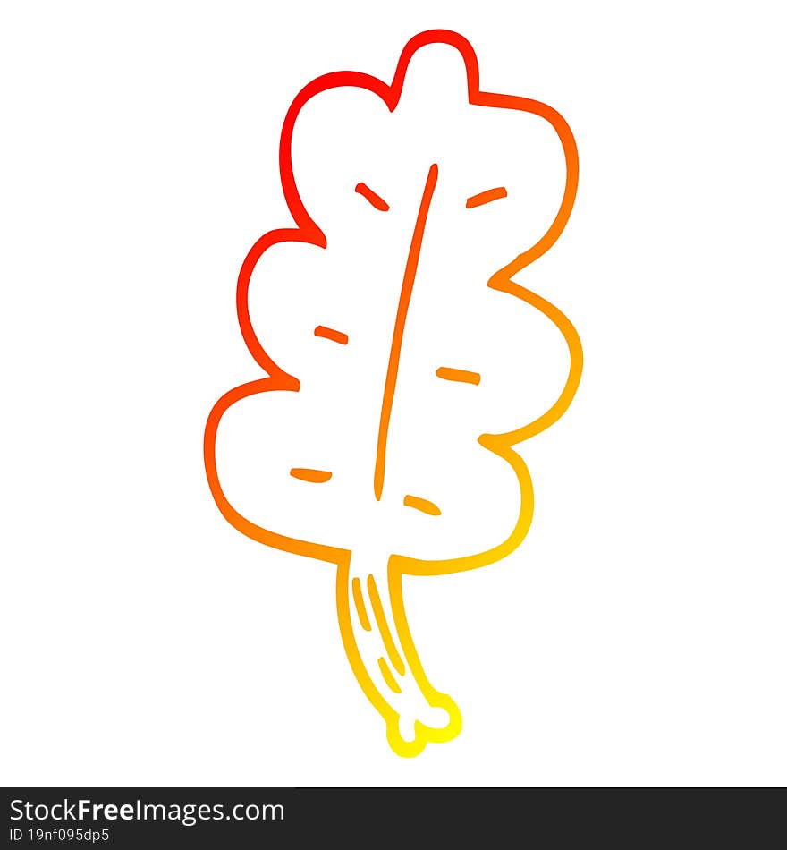 warm gradient line drawing cartoon leaf