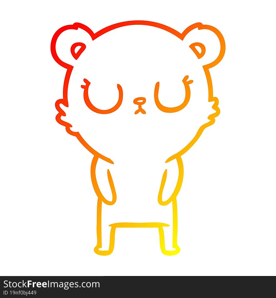 warm gradient line drawing peaceful cartoon bear