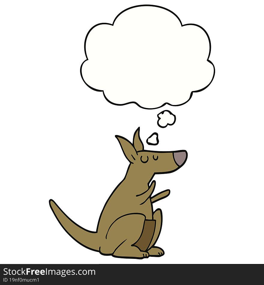 cartoon kangaroo with thought bubble. cartoon kangaroo with thought bubble