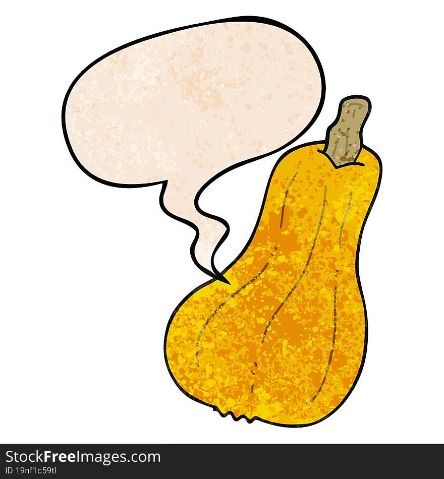 Cartoon Squash And Speech Bubble In Retro Texture Style