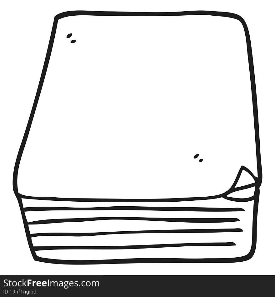 black and white cartoon stack of paper