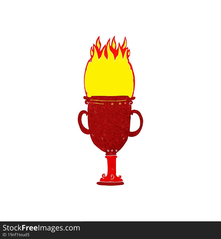 cartoon flaming trophy