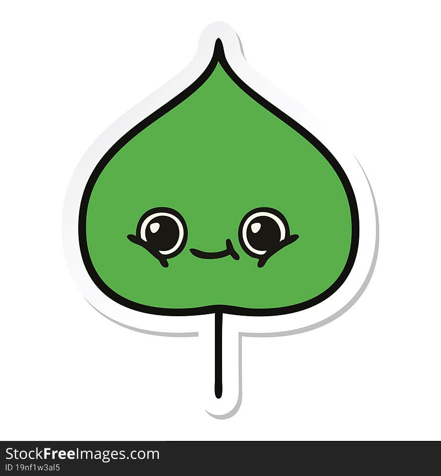 sticker of a cute cartoon expressional leaf