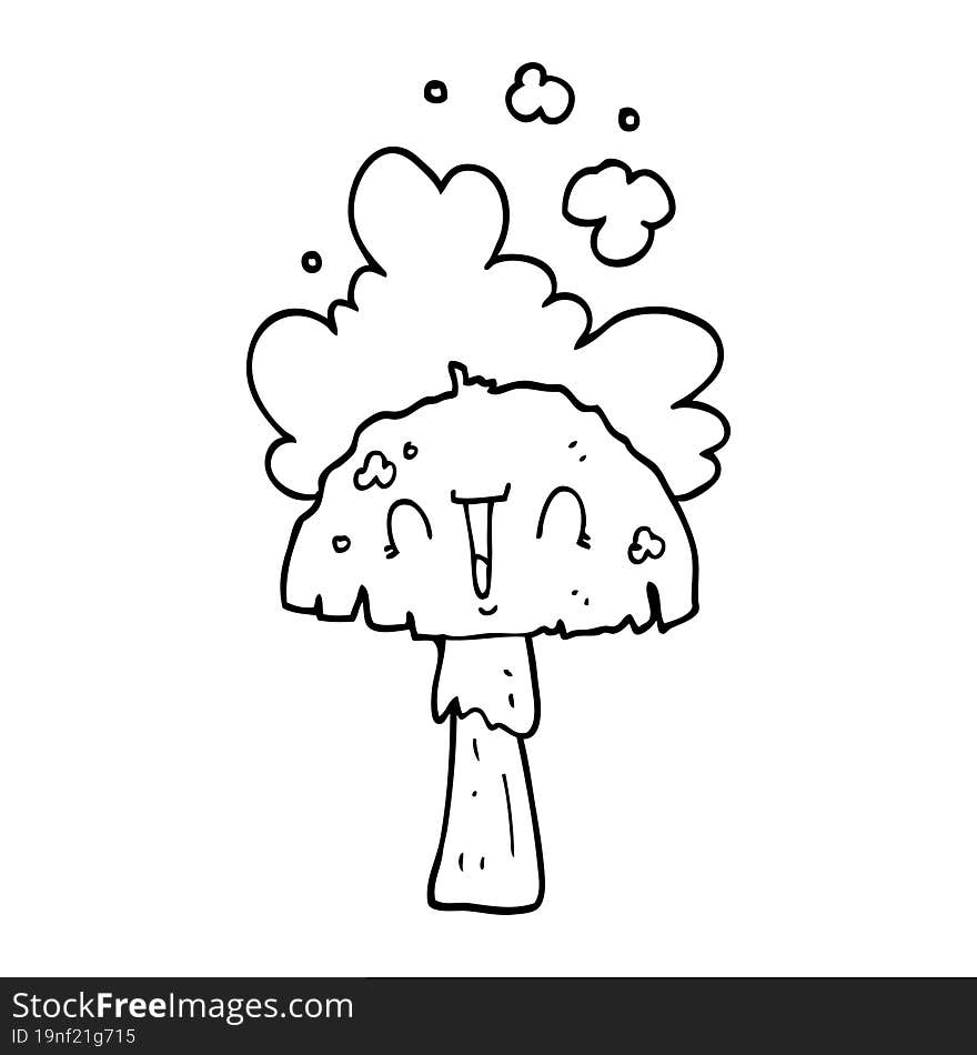 Cartoon Mushroom With Spoor Cloud